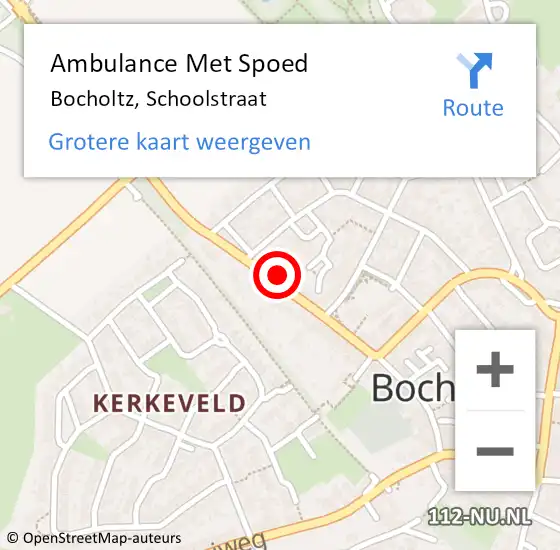 Locatie op kaart van de 112 melding: Ambulance Met Spoed Naar Bocholtz, Schoolstraat op 12 juli 2014 12:31