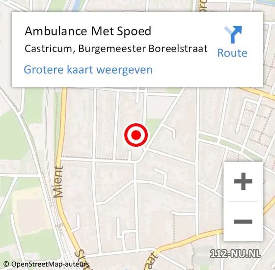 Locatie op kaart van de 112 melding: Ambulance Met Spoed Naar Castricum, Burgemeester Boreelstraat op 27 maart 2022 19:45