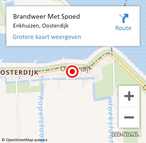 Locatie op kaart van de 112 melding: Brandweer Met Spoed Naar Enkhuizen, Oosterdijk op 27 maart 2022 19:49