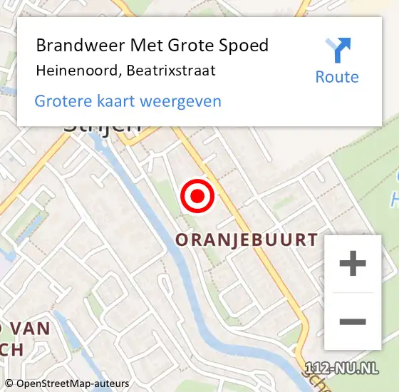 Locatie op kaart van de 112 melding: Brandweer Met Grote Spoed Naar Heinenoord, Beatrixstraat op 27 maart 2022 20:20