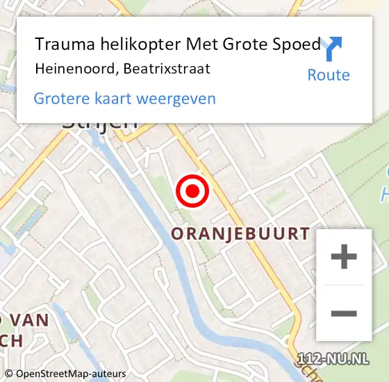 Locatie op kaart van de 112 melding: Trauma helikopter Met Grote Spoed Naar Heinenoord, Beatrixstraat op 27 maart 2022 20:25