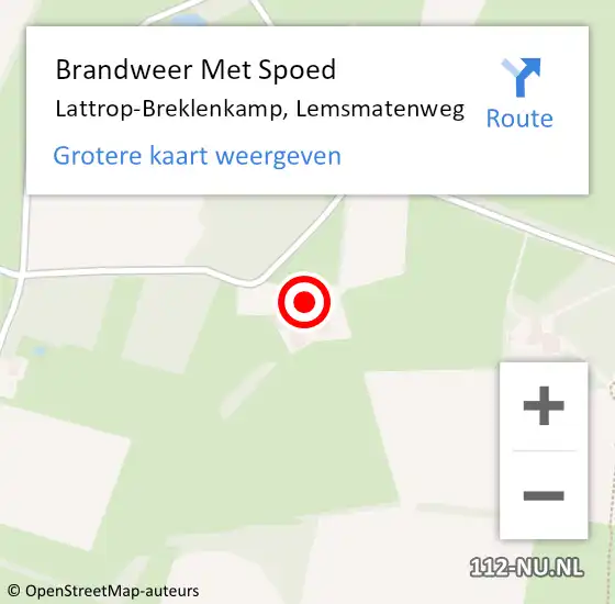 Locatie op kaart van de 112 melding: Brandweer Met Spoed Naar Lattrop-Breklenkamp, Lemsmatenweg op 27 maart 2022 20:35