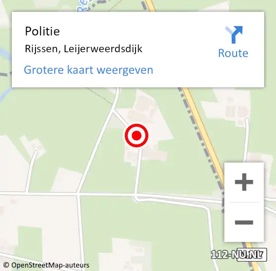 Locatie op kaart van de 112 melding: Politie Rijssen, Leijerweerdsdijk op 27 maart 2022 20:50