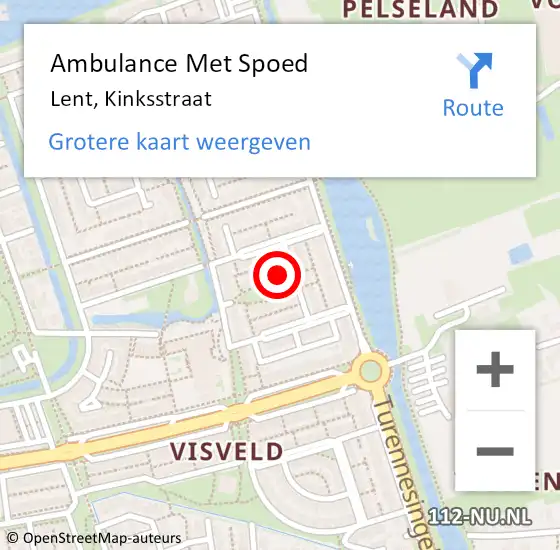 Locatie op kaart van de 112 melding: Ambulance Met Spoed Naar Lent, Kinksstraat op 27 maart 2022 20:55