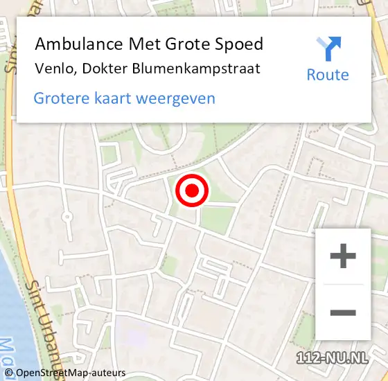 Locatie op kaart van de 112 melding: Ambulance Met Grote Spoed Naar Venlo, Dokter Blumenkampstraat op 27 maart 2022 21:08