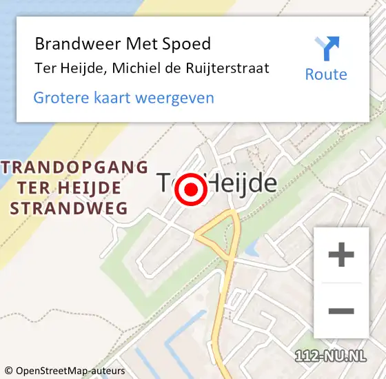 Locatie op kaart van de 112 melding: Brandweer Met Spoed Naar Ter Heijde, Michiel de Ruijterstraat op 27 maart 2022 21:24