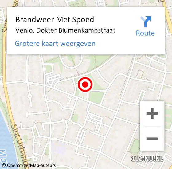 Locatie op kaart van de 112 melding: Brandweer Met Spoed Naar Venlo, Dokter Blumenkampstraat op 27 maart 2022 21:30