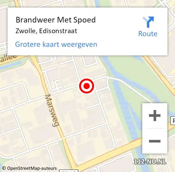 Locatie op kaart van de 112 melding: Brandweer Met Spoed Naar Zwolle, Edisonstraat op 27 maart 2022 21:35