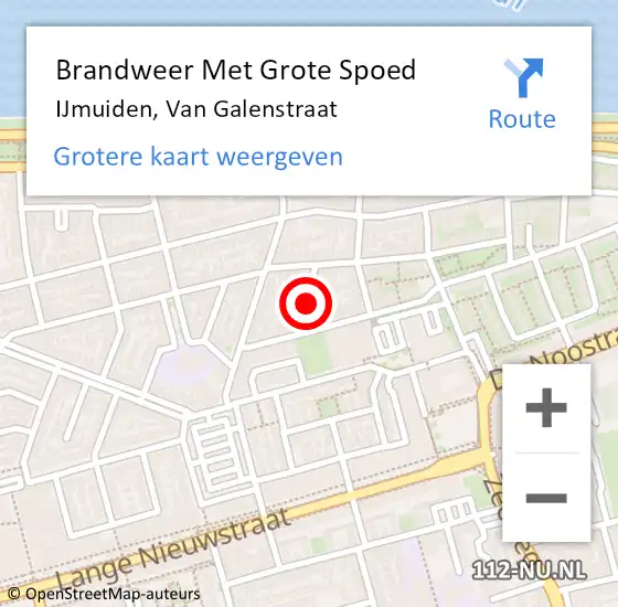 Locatie op kaart van de 112 melding: Brandweer Met Grote Spoed Naar IJmuiden, Van Galenstraat op 27 maart 2022 21:54