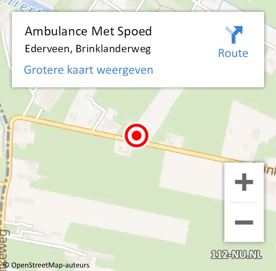 Locatie op kaart van de 112 melding: Ambulance Met Spoed Naar Ederveen, Brinklanderweg op 27 maart 2022 22:06