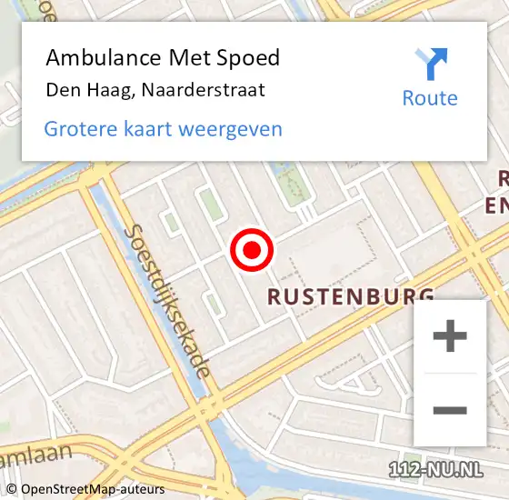 Locatie op kaart van de 112 melding: Ambulance Met Spoed Naar Den Haag, Naarderstraat op 27 maart 2022 22:09