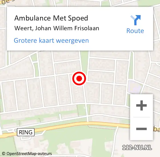 Locatie op kaart van de 112 melding: Ambulance Met Spoed Naar Weert, Johan Willem Frisolaan op 27 maart 2022 22:36