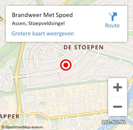 Locatie op kaart van de 112 melding: Brandweer Met Spoed Naar Assen, Stoepveldsingel op 27 maart 2022 22:41