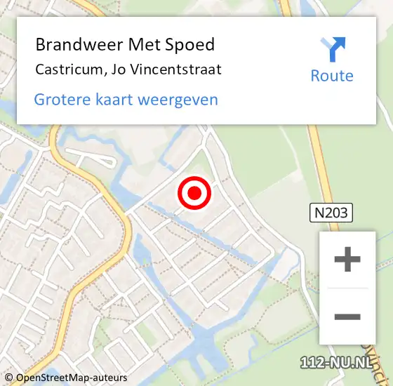 Locatie op kaart van de 112 melding: Brandweer Met Spoed Naar Castricum, Jo Vincentstraat op 27 maart 2022 23:19