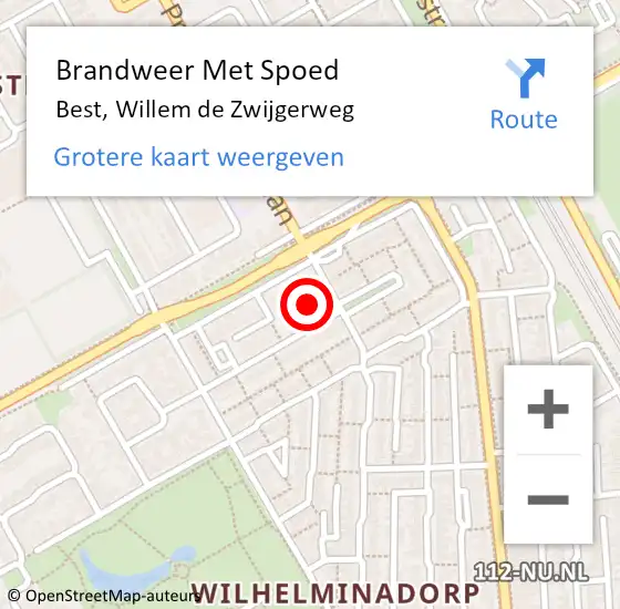 Locatie op kaart van de 112 melding: Brandweer Met Spoed Naar Best, Willem de Zwijgerweg op 27 maart 2022 23:42