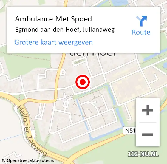 Locatie op kaart van de 112 melding: Ambulance Met Spoed Naar Egmond aan den Hoef, Julianaweg op 28 maart 2022 00:08