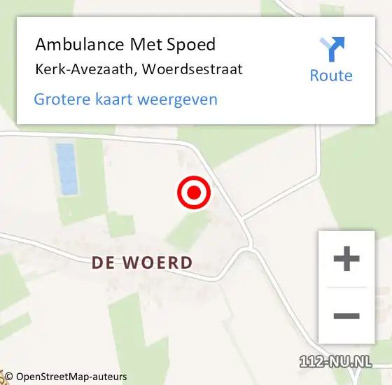 Locatie op kaart van de 112 melding: Ambulance Met Spoed Naar Kerk-Avezaath, Woerdsestraat op 28 maart 2022 00:31