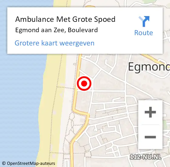 Locatie op kaart van de 112 melding: Ambulance Met Grote Spoed Naar Egmond aan Zee, Boulevard op 12 juli 2014 12:53