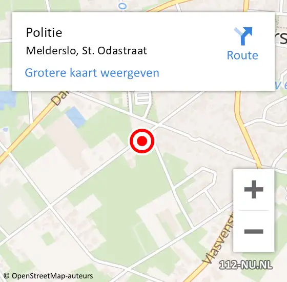 Locatie op kaart van de 112 melding: Politie Melderslo, St. Odastraat op 28 maart 2022 01:11