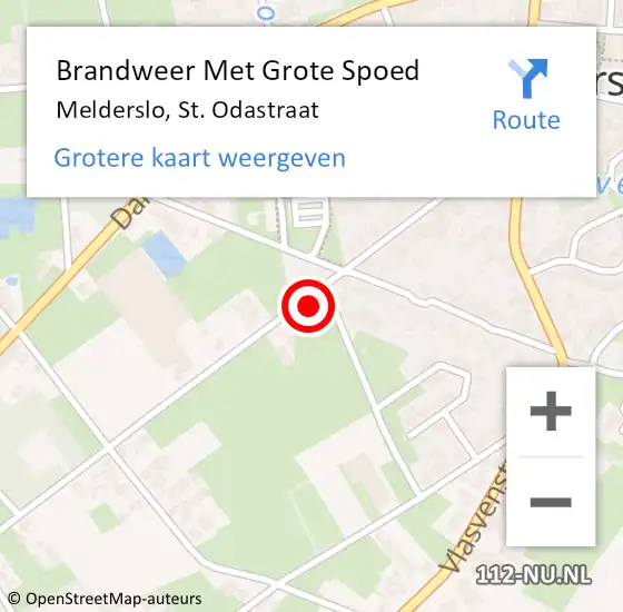 Locatie op kaart van de 112 melding: Brandweer Met Grote Spoed Naar Melderslo, St. Odastraat op 28 maart 2022 01:12