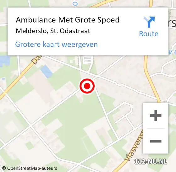 Locatie op kaart van de 112 melding: Ambulance Met Grote Spoed Naar Melderslo, St. Odastraat op 28 maart 2022 01:13