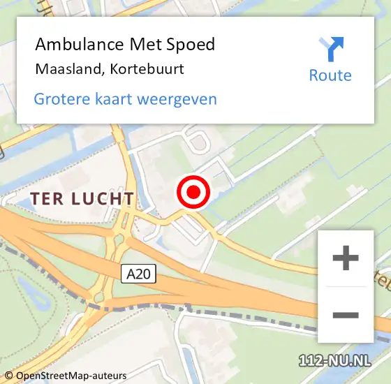 Locatie op kaart van de 112 melding: Ambulance Met Spoed Naar Maasland, Kortebuurt op 28 maart 2022 01:16