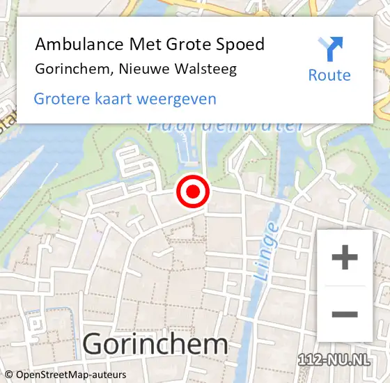 Locatie op kaart van de 112 melding: Ambulance Met Grote Spoed Naar Gorinchem, Nieuwe Walsteeg op 28 maart 2022 02:01