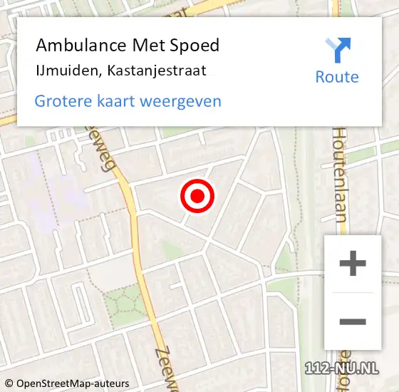 Locatie op kaart van de 112 melding: Ambulance Met Spoed Naar IJmuiden, Kastanjestraat op 28 maart 2022 03:11