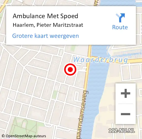 Locatie op kaart van de 112 melding: Ambulance Met Spoed Naar Haarlem, Pieter Maritzstraat op 28 maart 2022 03:33