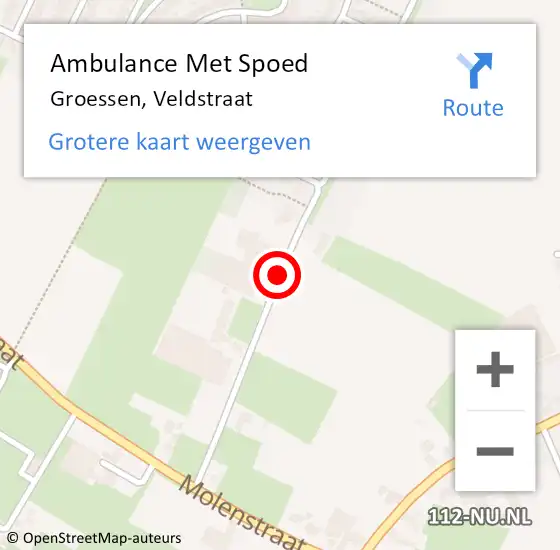 Locatie op kaart van de 112 melding: Ambulance Met Spoed Naar Groessen, Veldstraat op 28 maart 2022 03:57