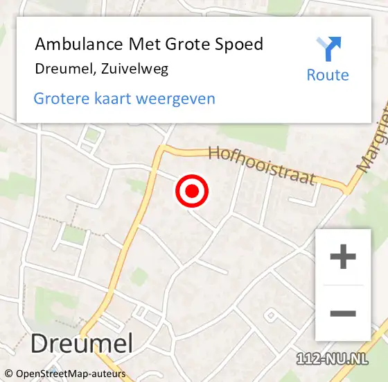 Locatie op kaart van de 112 melding: Ambulance Met Grote Spoed Naar Dreumel, Zuivelweg op 28 maart 2022 04:11