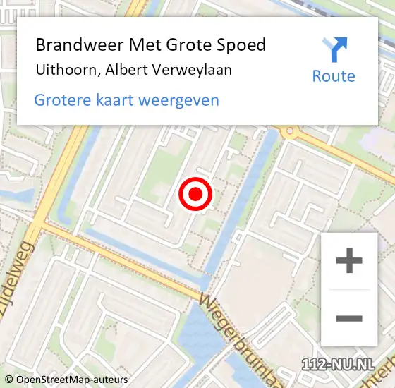 Locatie op kaart van de 112 melding: Brandweer Met Grote Spoed Naar Uithoorn, Albert Verweylaan op 28 maart 2022 04:18