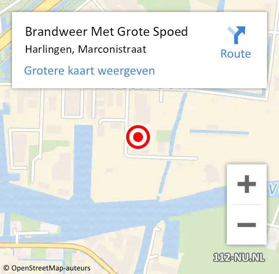 Locatie op kaart van de 112 melding: Brandweer Met Grote Spoed Naar Harlingen, Marconistraat op 28 maart 2022 05:24