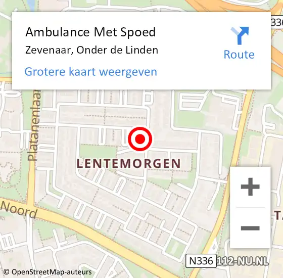 Locatie op kaart van de 112 melding: Ambulance Met Spoed Naar Zevenaar, Onder de Linden op 28 maart 2022 05:34