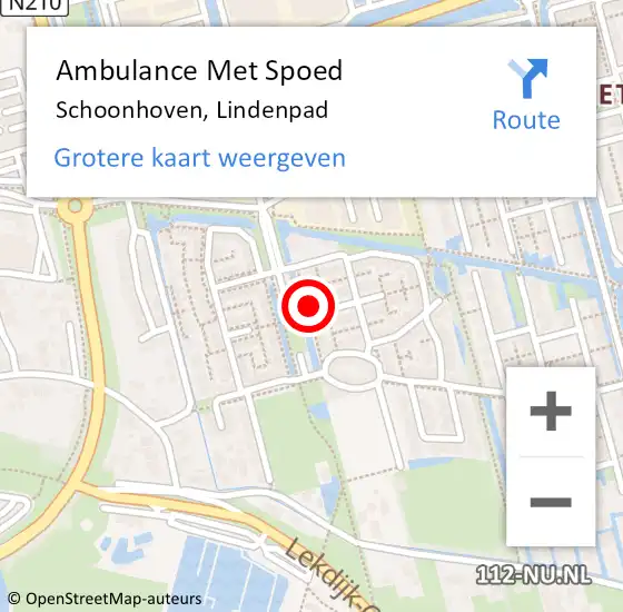 Locatie op kaart van de 112 melding: Ambulance Met Spoed Naar Schoonhoven, Lindenpad op 28 maart 2022 06:13