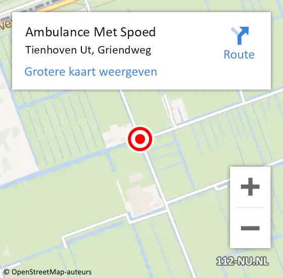 Locatie op kaart van de 112 melding: Ambulance Met Spoed Naar Tienhoven Ut, Griendweg op 12 juli 2014 13:06