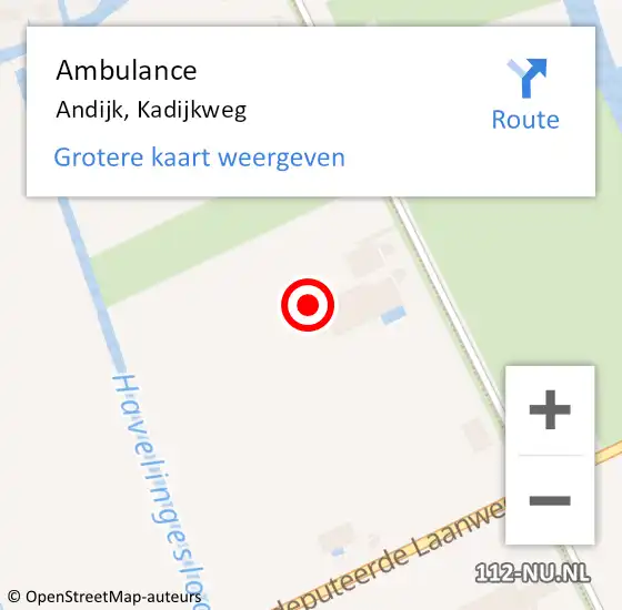 Locatie op kaart van de 112 melding: Ambulance Andijk, Kadijkweg op 28 maart 2022 06:51