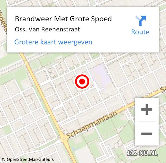 Locatie op kaart van de 112 melding: Brandweer Met Grote Spoed Naar Oss, Van Reenenstraat op 28 maart 2022 07:03