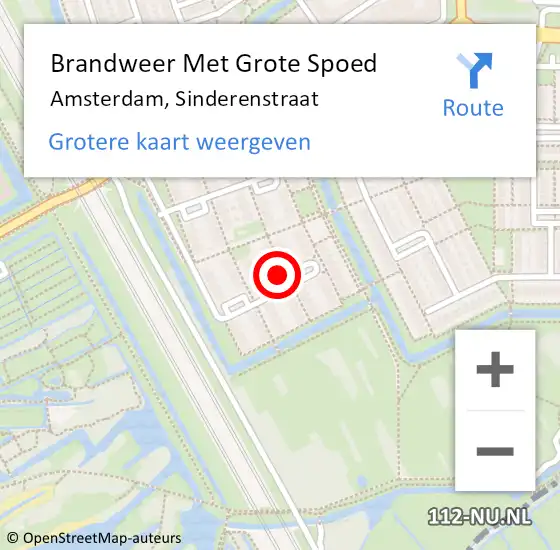 Locatie op kaart van de 112 melding: Brandweer Met Grote Spoed Naar Amsterdam-Zuidoost, Sinderenstraat op 28 maart 2022 07:10