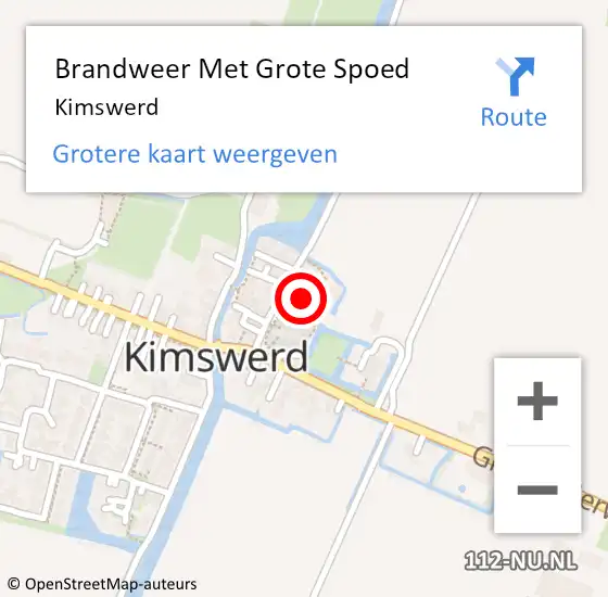 Locatie op kaart van de 112 melding: Brandweer Met Grote Spoed Naar Kimswerd op 28 maart 2022 07:28