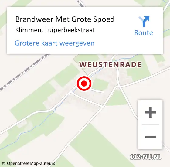 Locatie op kaart van de 112 melding: Brandweer Met Grote Spoed Naar Klimmen, Luiperbeekstraat op 28 maart 2022 07:30