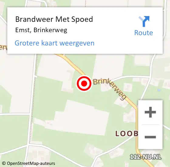 Locatie op kaart van de 112 melding: Brandweer Met Spoed Naar Emst, Brinkerweg op 28 maart 2022 08:19