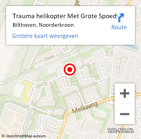 Locatie op kaart van de 112 melding: Trauma helikopter Met Grote Spoed Naar Bilthoven, Noorderkroon op 28 maart 2022 08:31