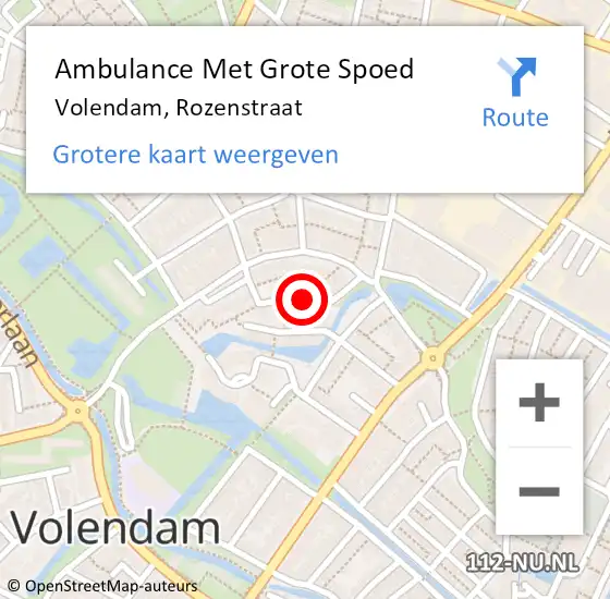 Locatie op kaart van de 112 melding: Ambulance Met Grote Spoed Naar Volendam, Rozenstraat op 28 maart 2022 08:38