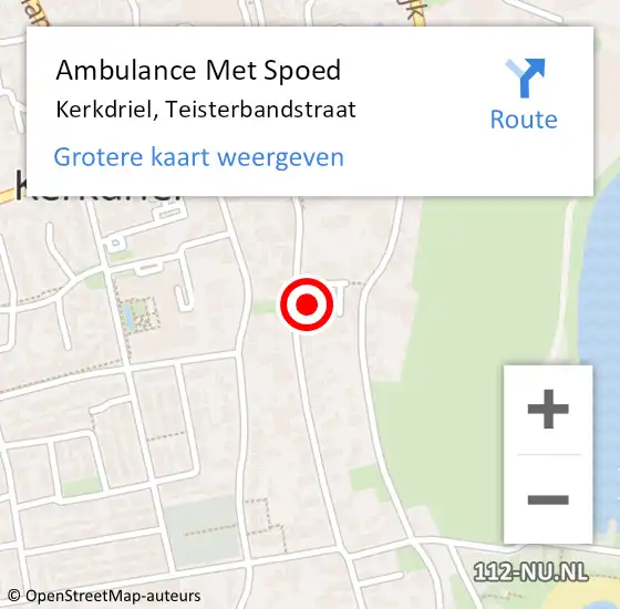 Locatie op kaart van de 112 melding: Ambulance Met Spoed Naar Kerkdriel, Teisterbandstraat op 28 maart 2022 08:41