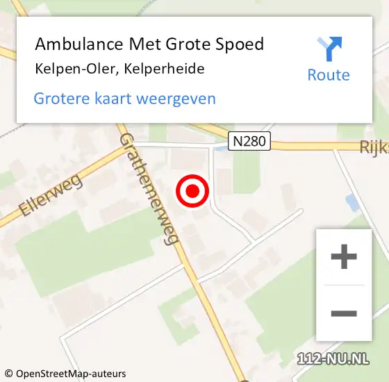 Locatie op kaart van de 112 melding: Ambulance Met Grote Spoed Naar Kelpen-Oler, Kelperheide op 28 maart 2022 08:54