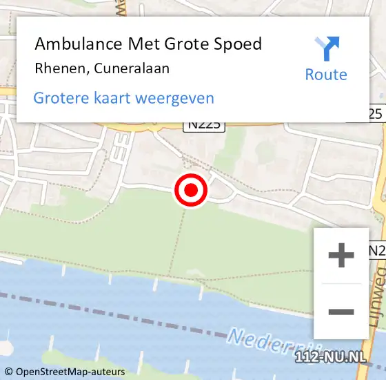 Locatie op kaart van de 112 melding: Ambulance Met Grote Spoed Naar Rhenen, Cuneralaan op 28 maart 2022 09:18