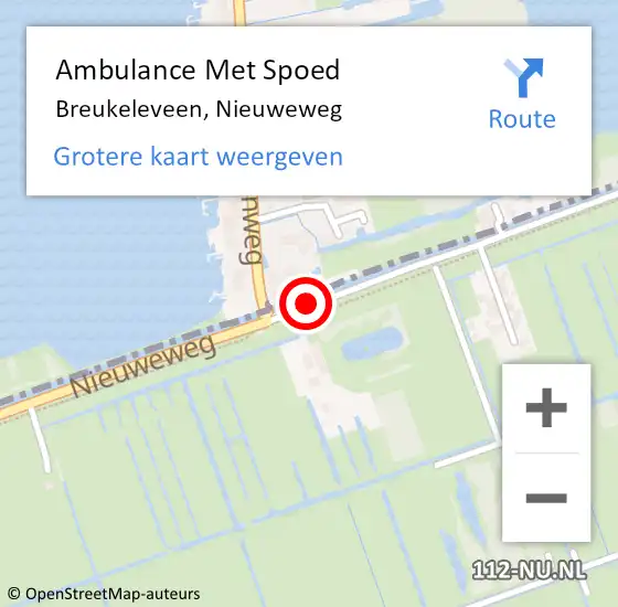 Locatie op kaart van de 112 melding: Ambulance Met Spoed Naar Breukeleveen, Nieuweweg op 12 juli 2014 13:22