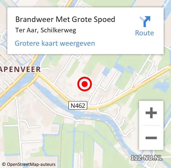 Locatie op kaart van de 112 melding: Brandweer Met Grote Spoed Naar Ter Aar, Schilkerweg op 28 maart 2022 09:44