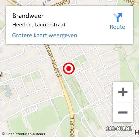 Locatie op kaart van de 112 melding: Brandweer Heerlen, Laurierstraat op 28 maart 2022 10:05